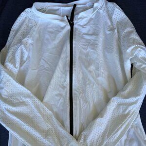 💦 Beach House Sport White Zip-Front Rashguard • Size S